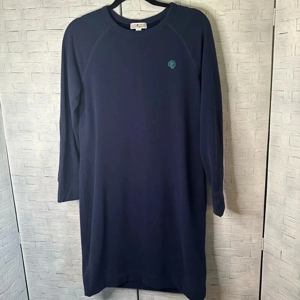 Lady Irish long sweatshirt dress Pima cotton blend Notre Dame Clover cozy soft